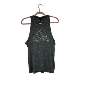 Adidas Heathered Gray Logo Muscle Tank Top Size Large